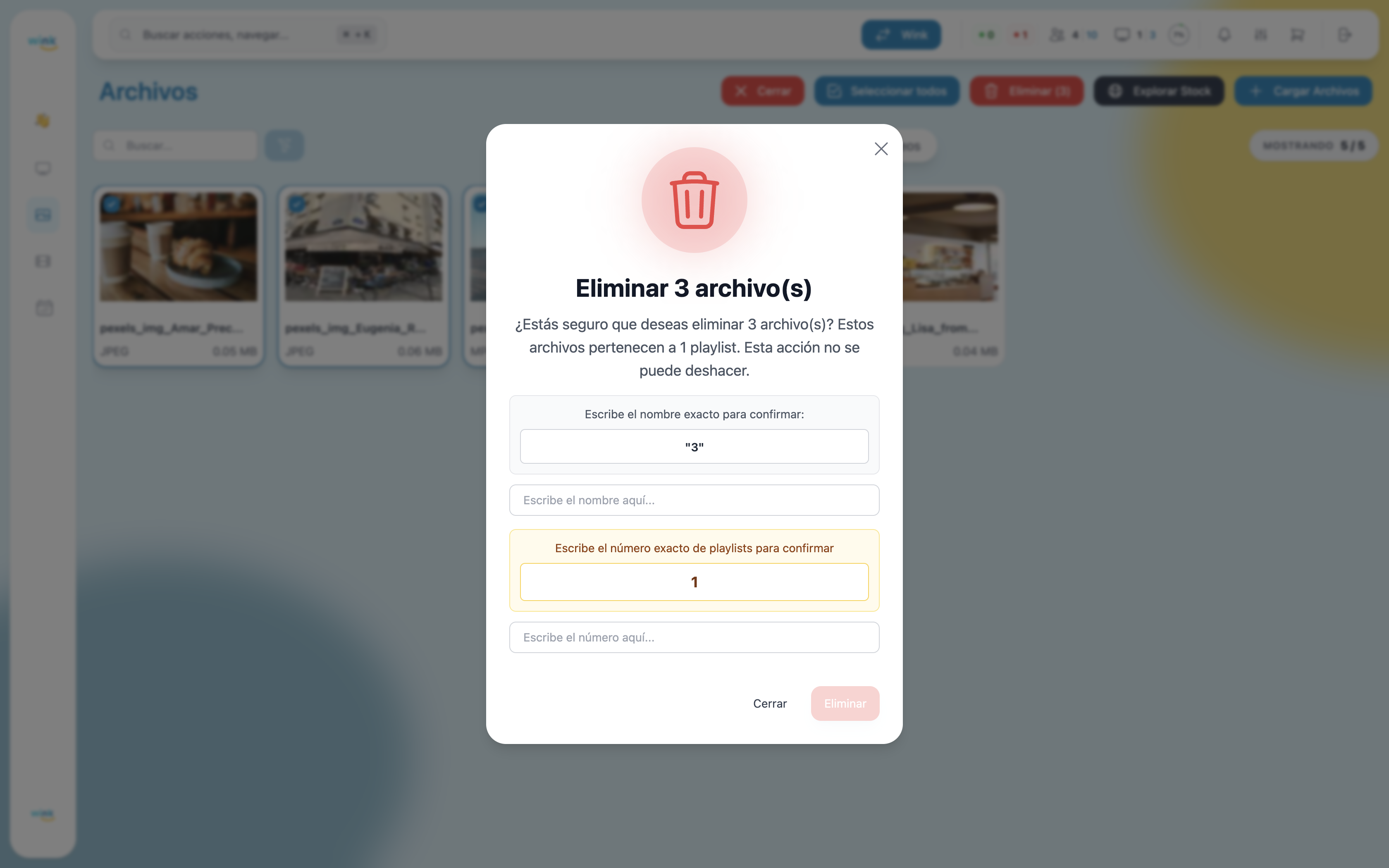 Bulk delete confirmation