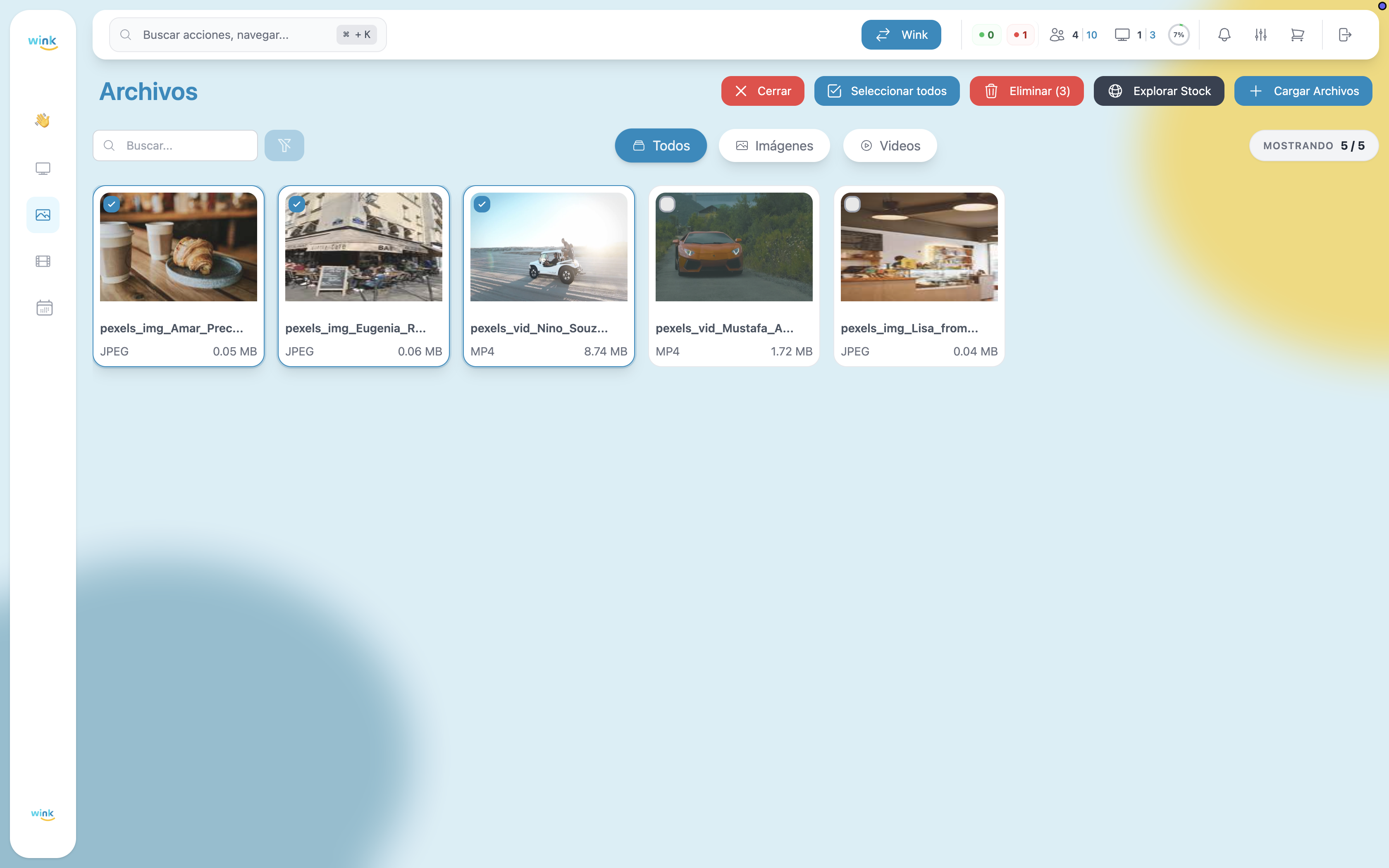 Multi-select mode — 3 files selected