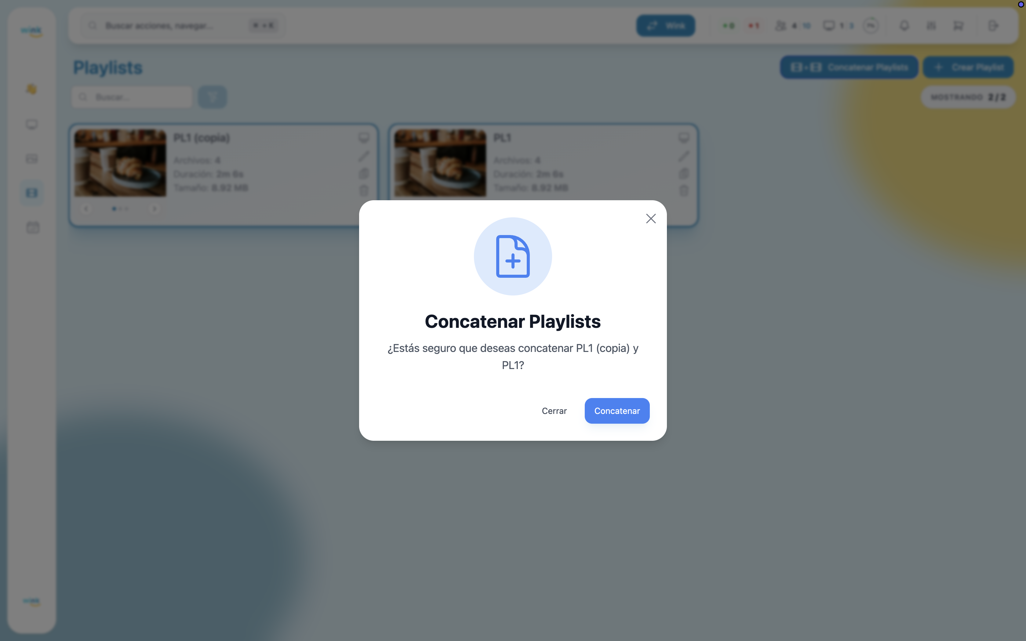 Concatenate — confirmation dialog