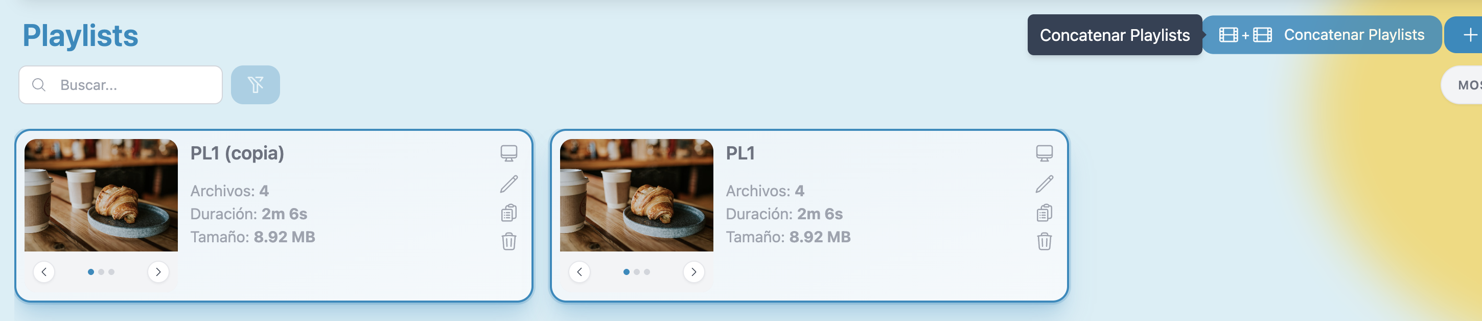 Playlists — two playlists selected