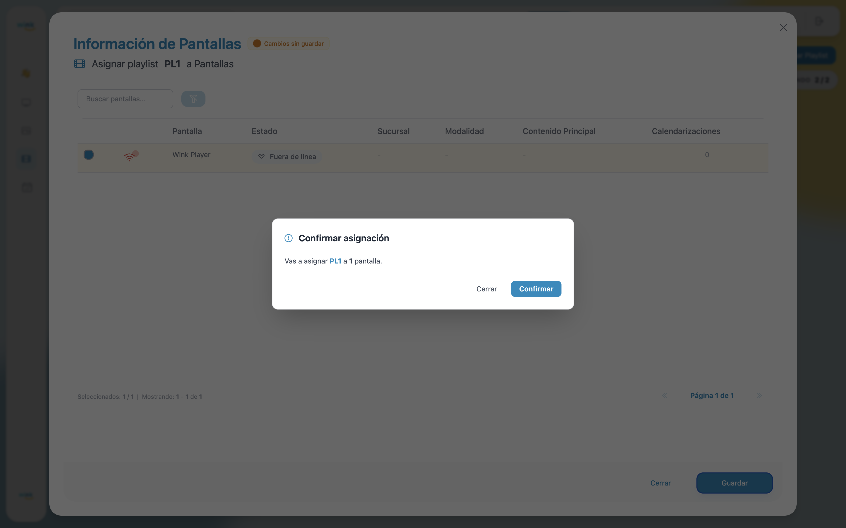 Assign — confirmation dialog