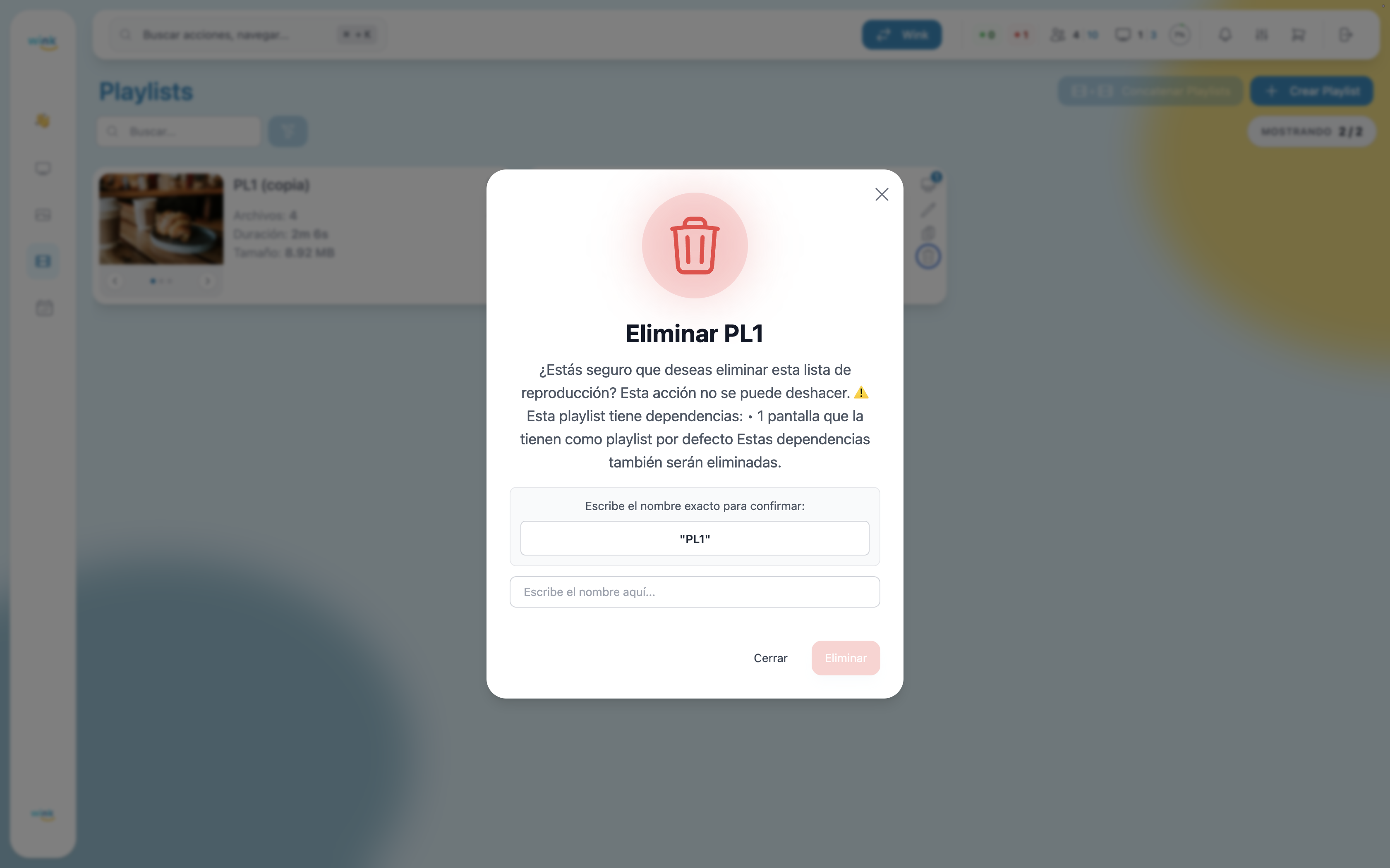 Delete confirmation — with player dependencies