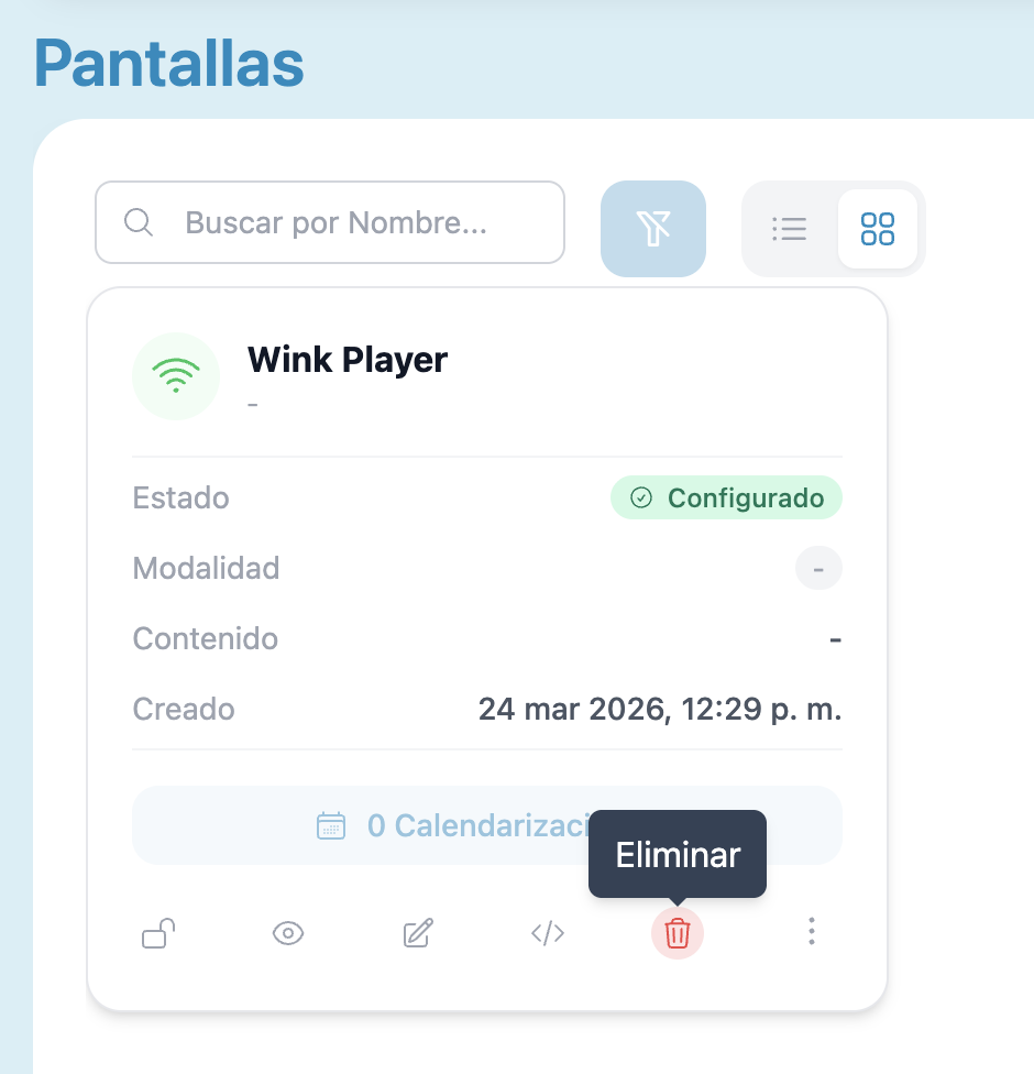 Delete button in card view