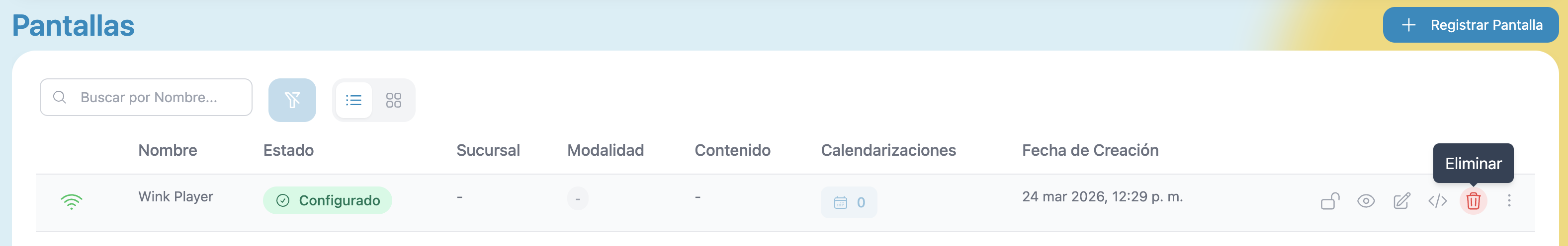 Delete button in list view