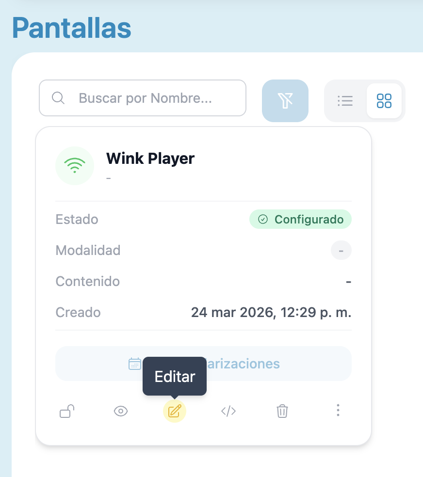 Edit button in card view