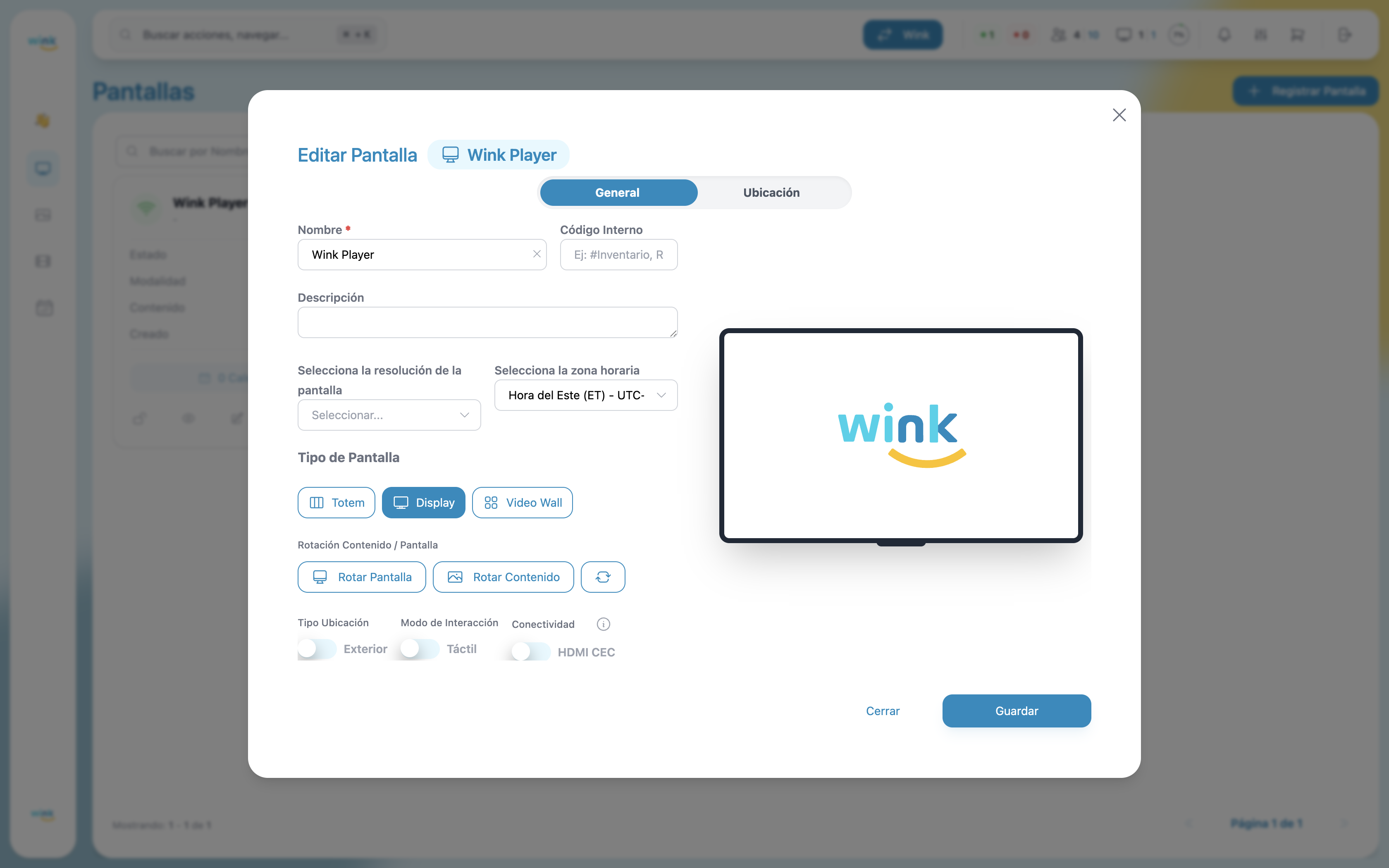 Edit form — General tab