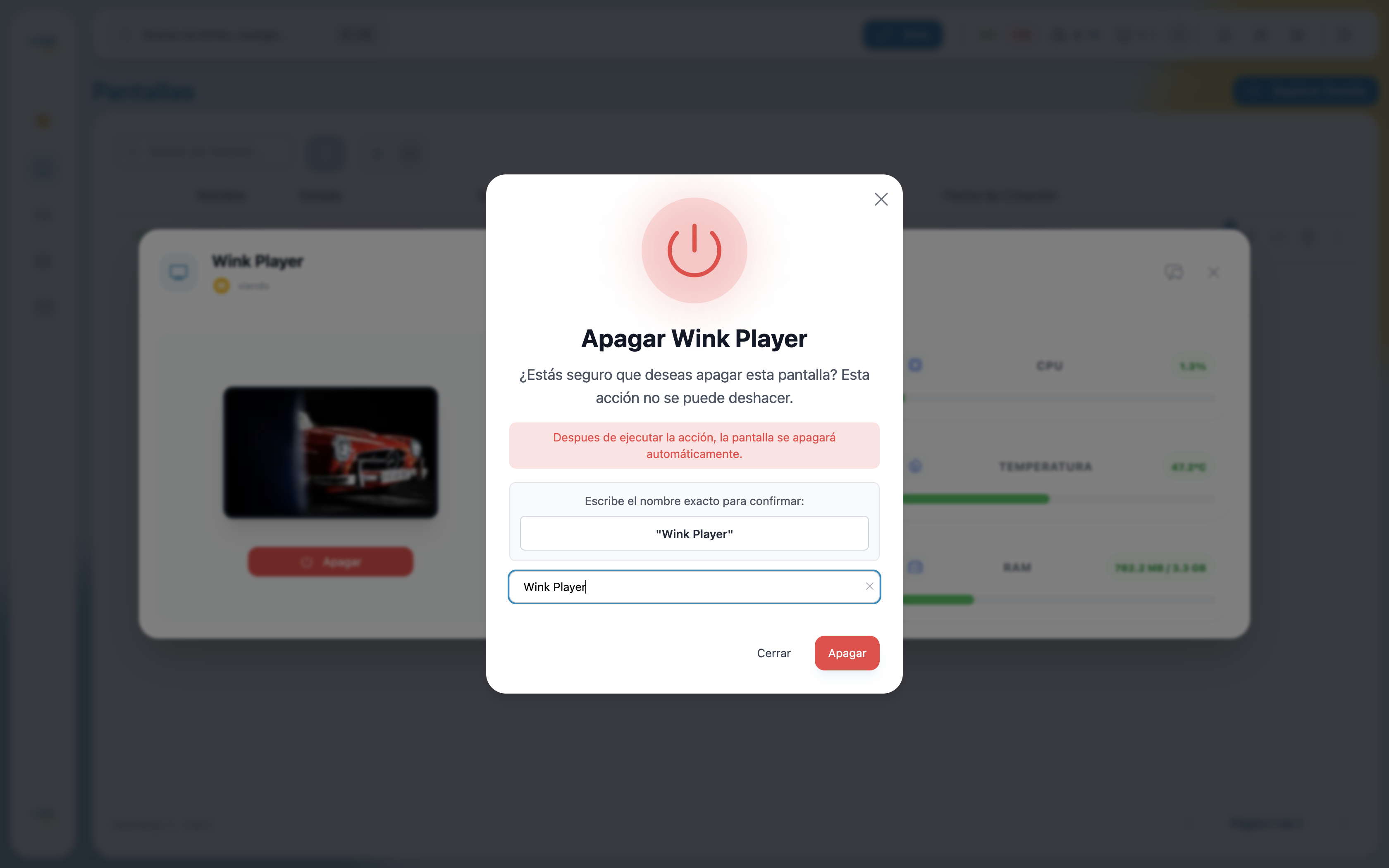 Turn off confirmation modal