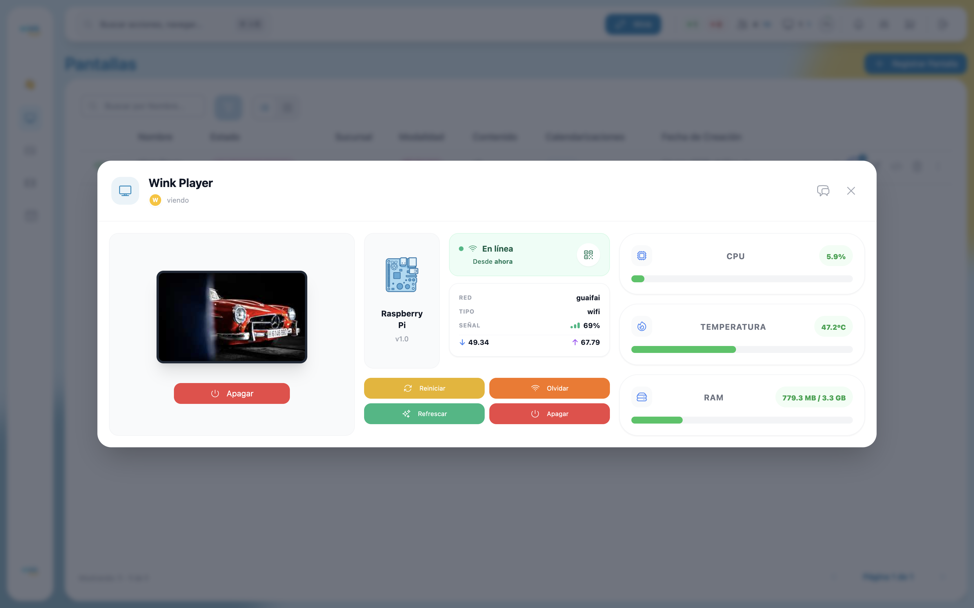 Monitoring panel — overview